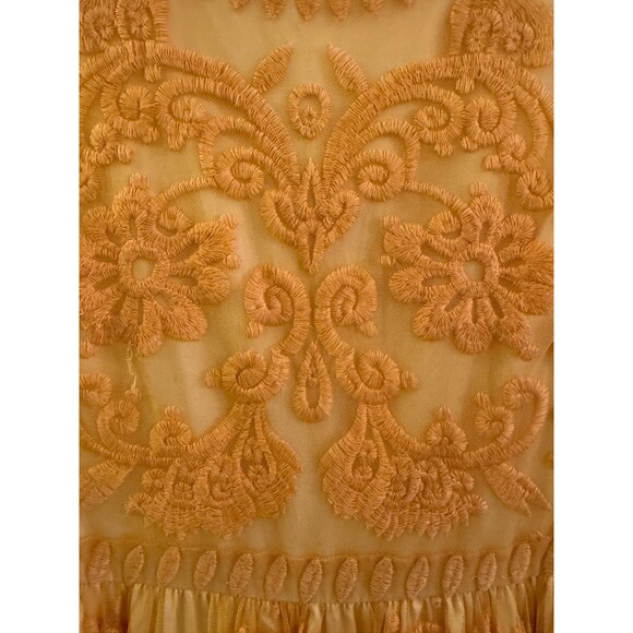 Sundance Deep Yellow Romantic Dress 10 Lace Embroidery Occasion Sleeveless Boho - Picture 7 of 14